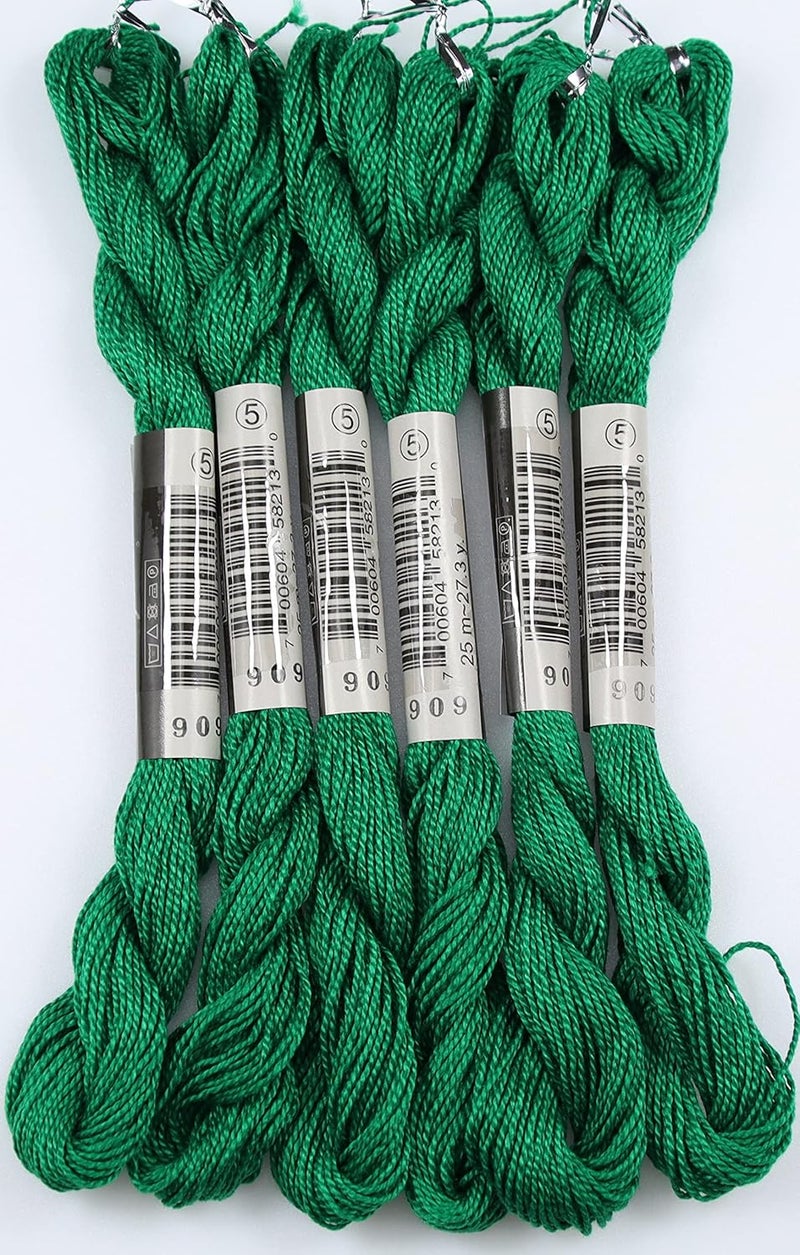 KCS 25 M/Skein Mercerized Pearl Cotton Crochet Needlepoint Thread,Size 5,6 skeins,Emerald Green vy dk - Image 5